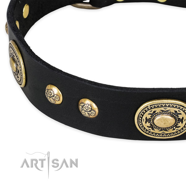 Easy wearing full grain genuine leather collar for your lovely dog