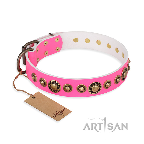 Top notch genuine leather collar crafted for your four-legged friend