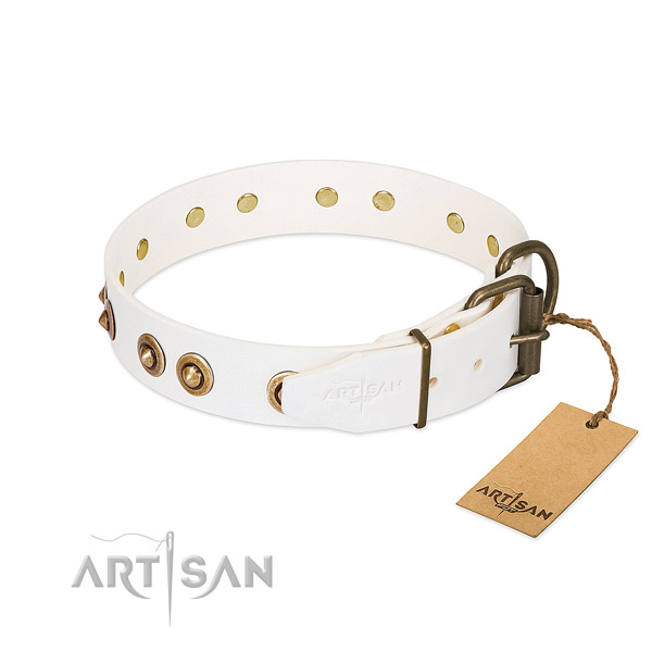 Rust-proof hardware on full grain leather dog collar for your canine