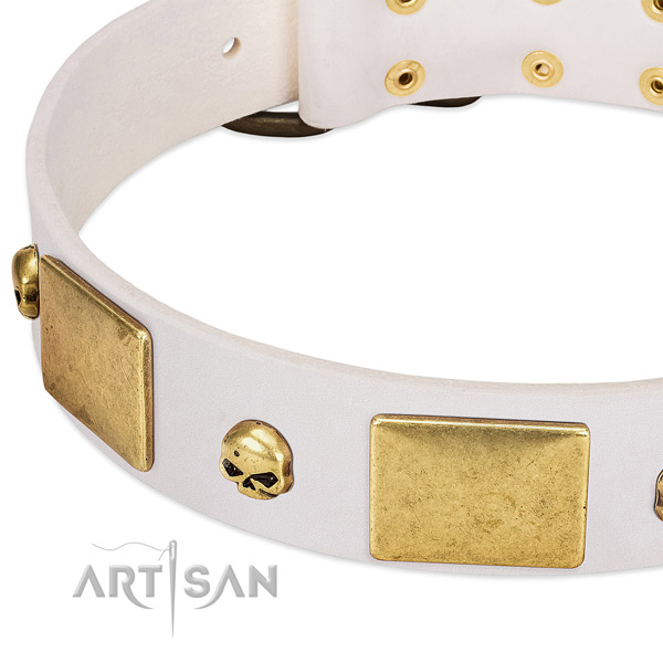 Durable natural leather collar handcrafted for your dog