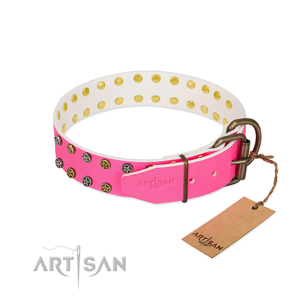 Soft to touch leather collar with studs for your dog