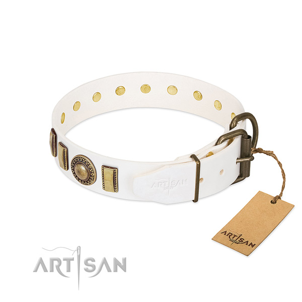 Gentle to touch genuine leather dog collar crafted for your pet