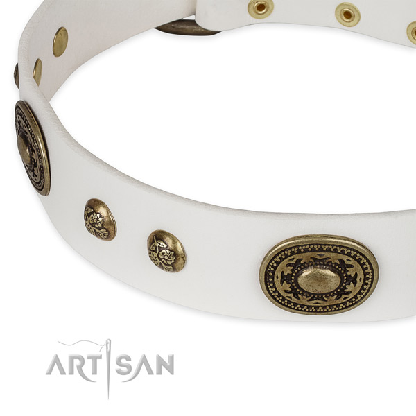 Perfect fit natural genuine leather collar for your lovely dog