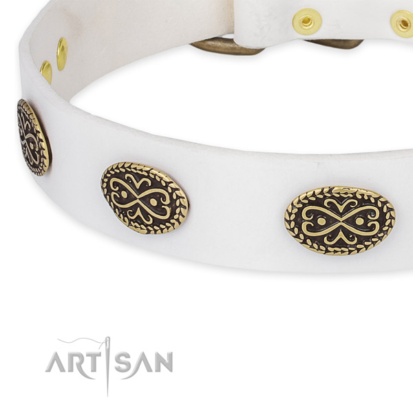 Extraordinary full grain natural leather collar for your attractive dog