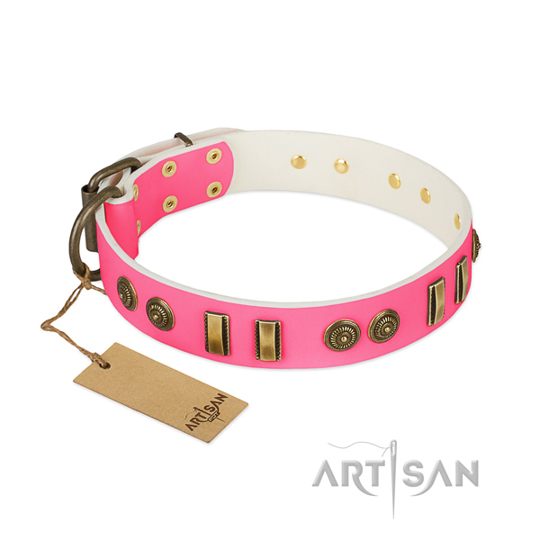 Exquisite full grain genuine leather collar for your canine
