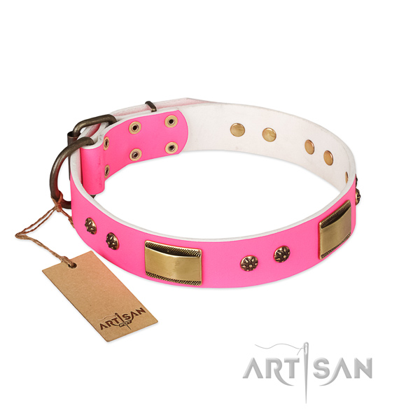 Unique full grain genuine leather collar for your canine