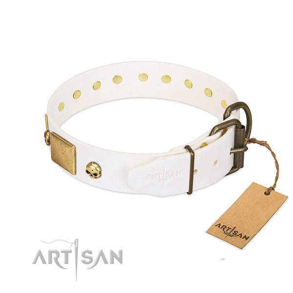 Best quality full grain natural leather collar made for your doggie