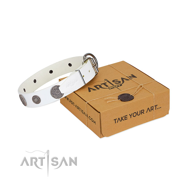Top quality dog collar of full grain leather