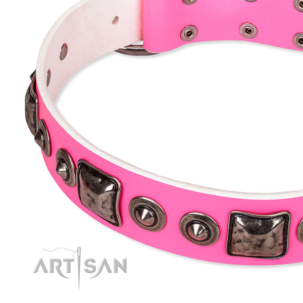 Gentle to touch natural genuine leather dog collar crafted for your beautiful canine