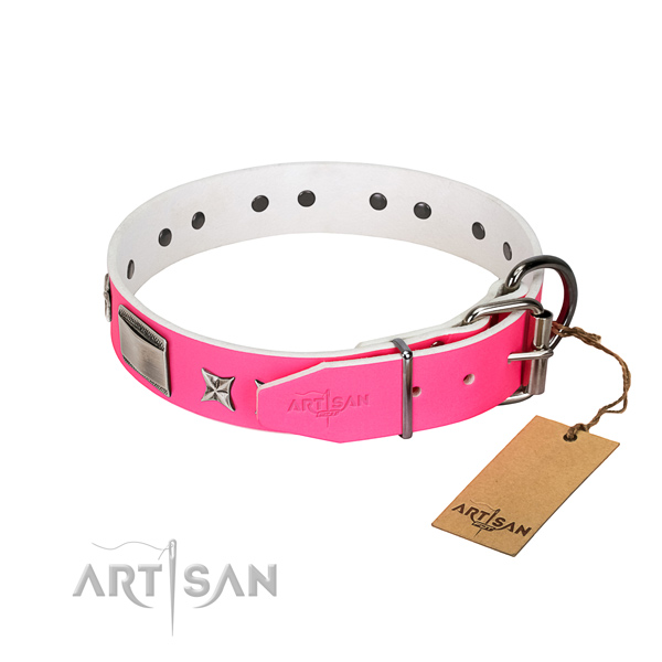 Inimitable collar of full grain leather for your pet