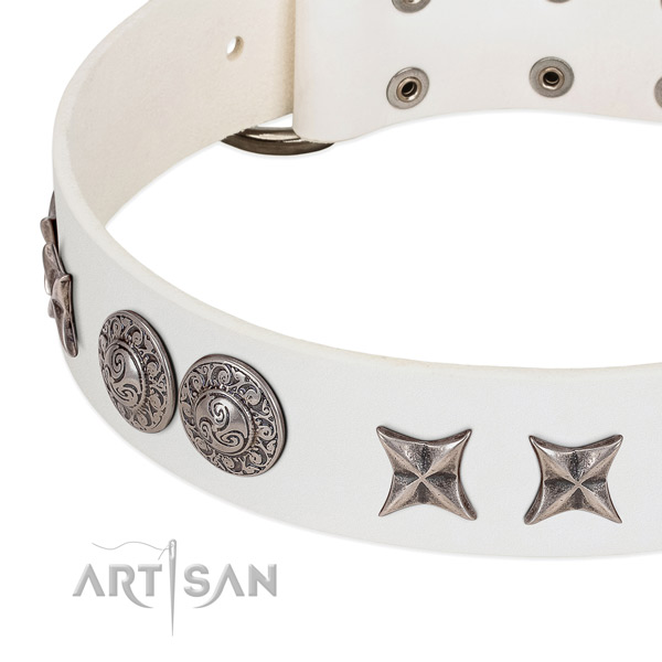Best quality full grain genuine leather dog collar handmade for your four-legged friend