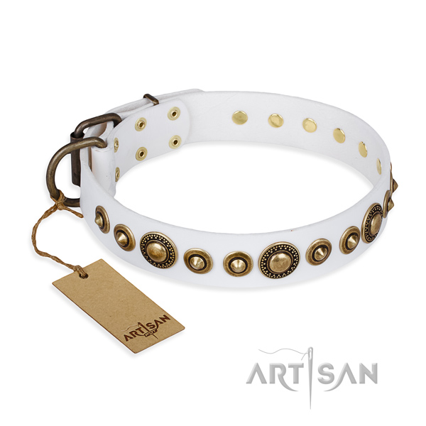 Quality full grain genuine leather collar handcrafted for your four-legged friend