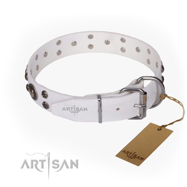 Comfortable wearing decorated dog collar of best quality full grain genuine leather