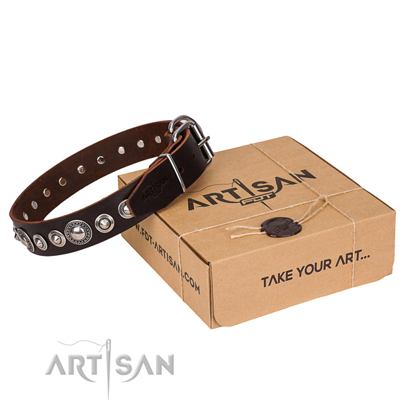 Quality full grain leather dog collar