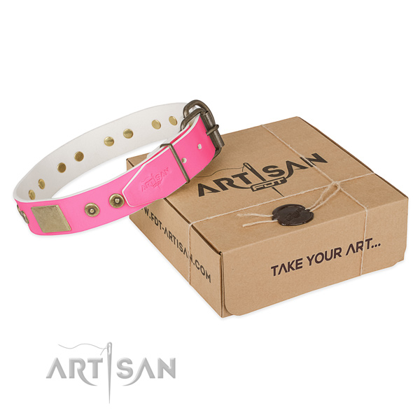 Corrosion resistant decorations on dog collar for comfortable wearing