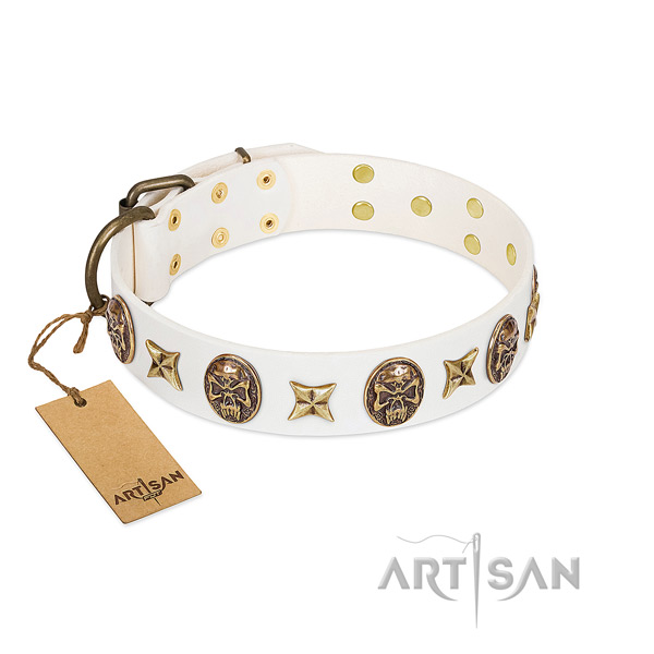 Remarkable full grain natural leather dog collar for handy use
