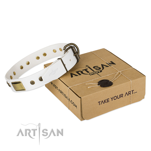 Designer natural genuine leather collar for your beautiful canine