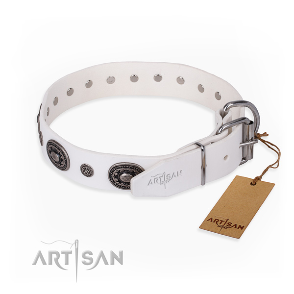 Soft leather dog collar created for easy wearing