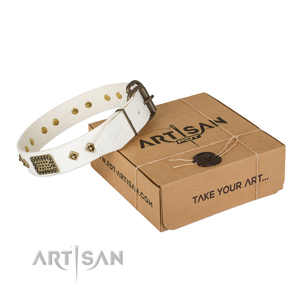 Awesome full grain genuine leather collar for your stylish canine