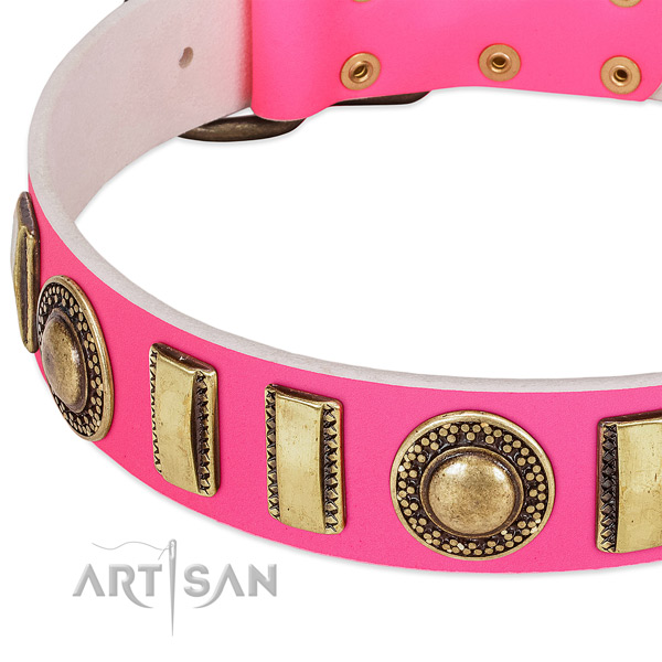 Soft full grain natural leather dog collar for your stylish dog
