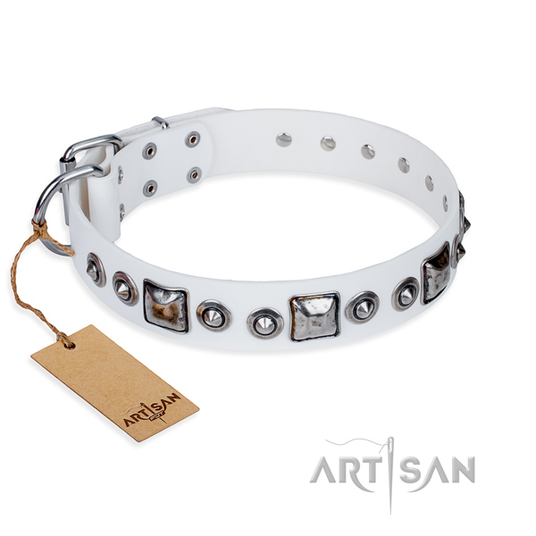 Leather dog collar made of high quality material with rust-proof fittings