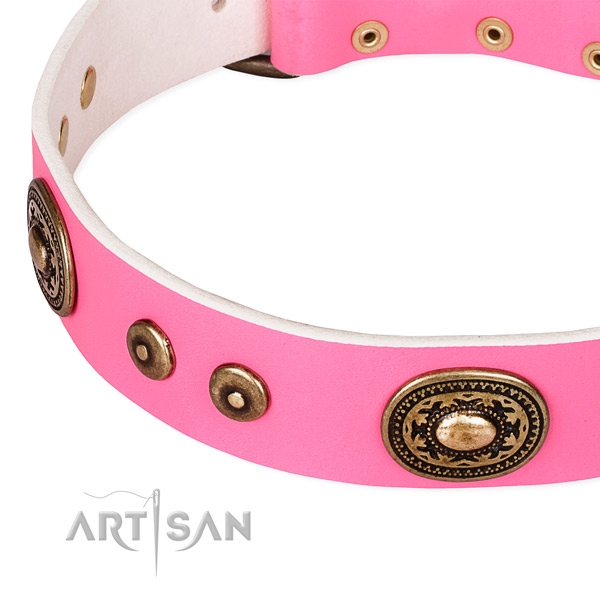 Studded dog collar made of quality natural genuine leather