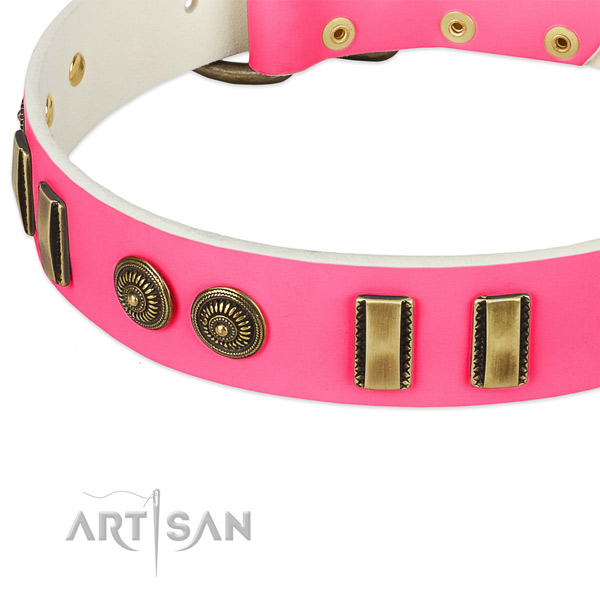 Reliable hardware on full grain genuine leather dog collar for your dog
