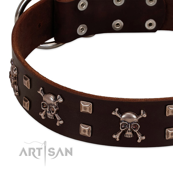 Unique full grain genuine leather collar for your four-legged friend