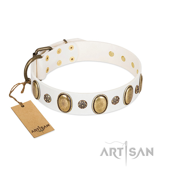 Daily walking soft to touch genuine leather dog collar