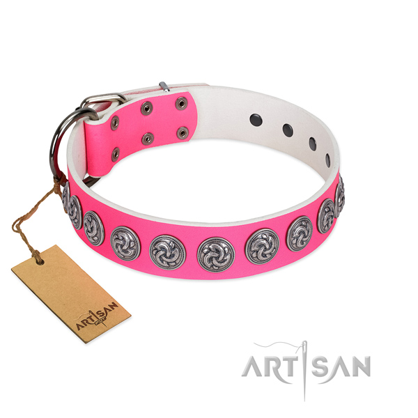 Gentle to touch full grain genuine leather dog collar for your handsome canine