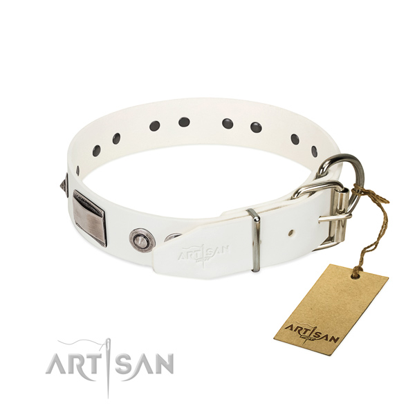 Best quality natural leather collar with decorations for your dog