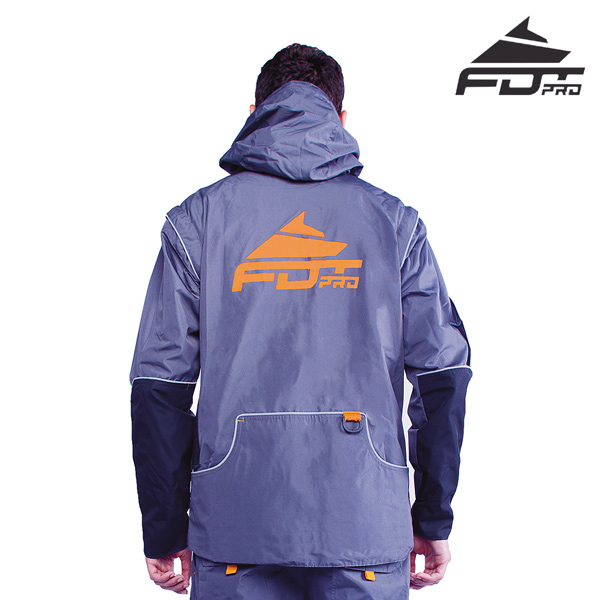Professional Dog Tracking Jacket Grey Color with Handy Side Pockets