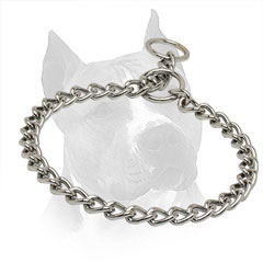 Choke Collar Chrome Plated For Amstaff With Fur Saving Links