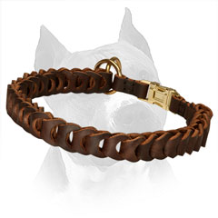 Leather Choke Amstaff Collar Braided