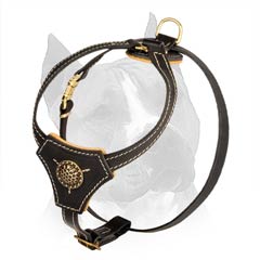 Soft Like Silk Leather Dog Harness With Nappa Padding