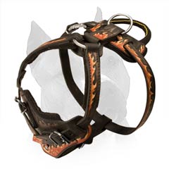 Easy Adjustable Leather Dog Harness With Quick Release  Buckle