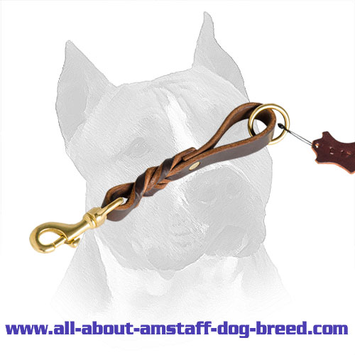 Pull Tab Leather Dog Leash For Amstaff Dog Breed