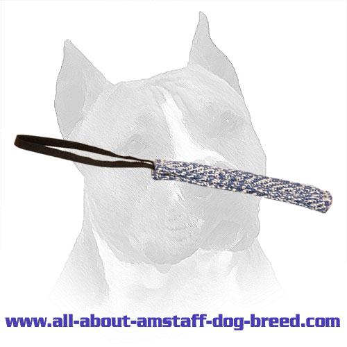 Multimode French Linen Amstaff Puppy Bite Tug with Convenient Handle