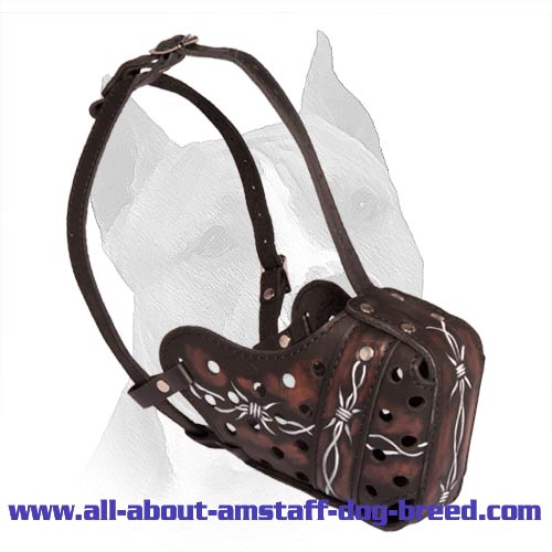 New Collection Handmade Painted Leather Dog Muzzle