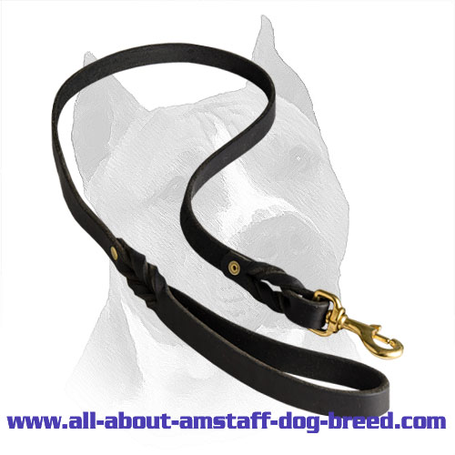 Exquisite Braided Leather Amstaff Leash for Walking and Tracking