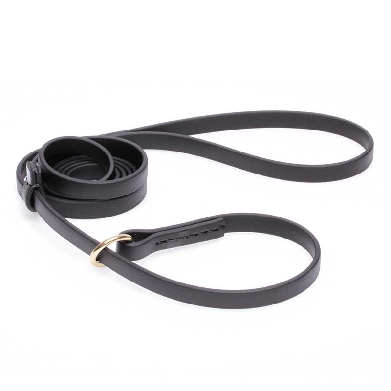 Black Biothane Amstaff Leash and Collar Combo