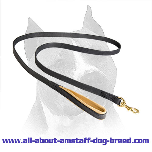 Amstaff Leather Leash With Soft Nappa Padding