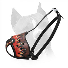 Amstaff Leather Muzzle with Easily Adjustable Straps