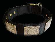 Nylon Dog Collar With Vintage Plates